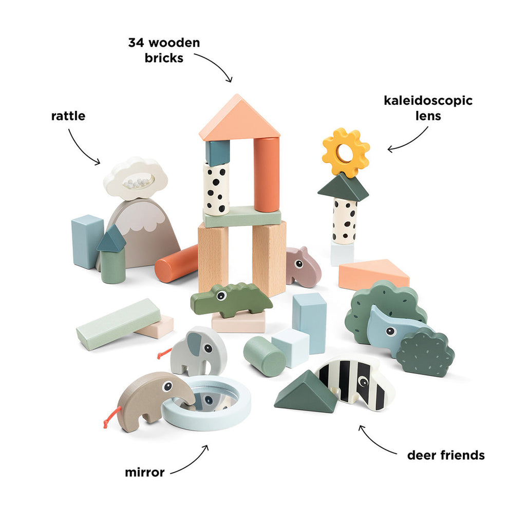 jeu de construction 34 pièces - amis des cerfs - couleurs assorties