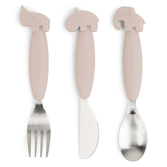 Pré commande Lot de 3 Couverts Easy Grip - Deer Friends Rose