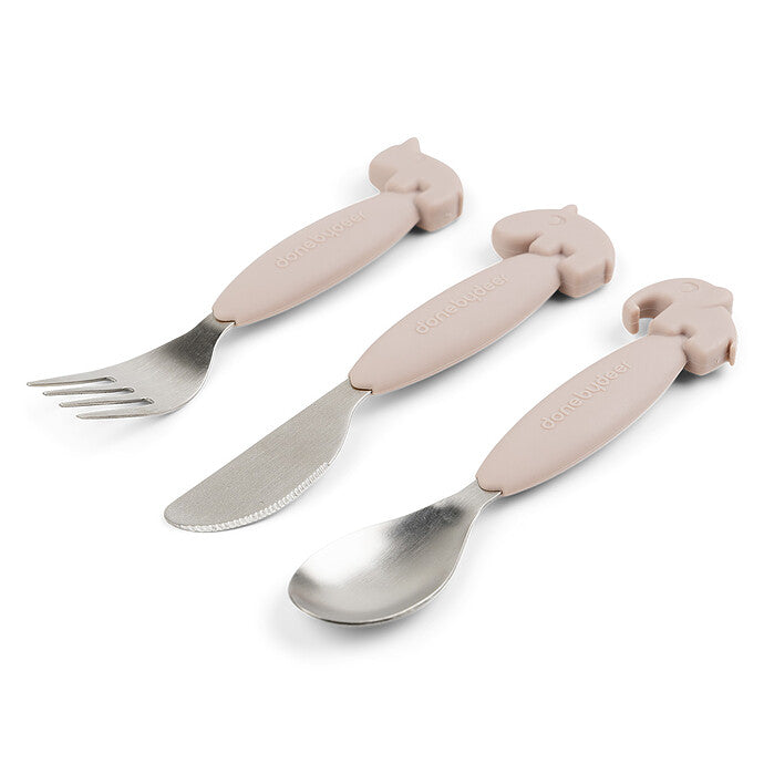 Pré commande Lot de 3 Couverts Easy Grip - Deer Friends Rose