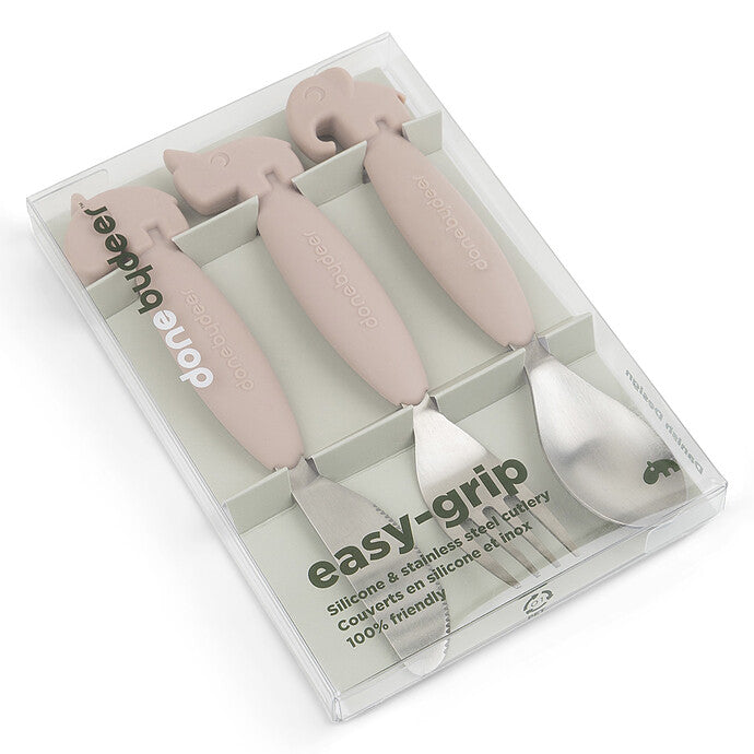 Pré commande Lot de 3 Couverts Easy Grip - Deer Friends Rose